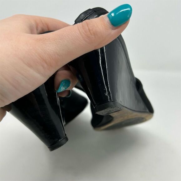 Donald J Pliner Women's Black Wedge Slingback Sandals Size 8.5 Peep Toe Dressy - Picture 8 of 12